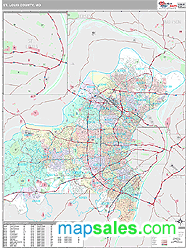 St. Louis County, MO Wall Map