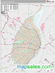 St. Louis City County, MO Wall Map