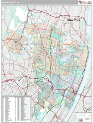 Bergen County, NJ Zip Code Wall Map