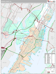 Hudson County, NJ Zip Code Wall Map