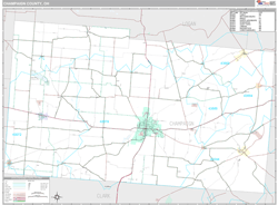 Champaign County, OH Wall Map