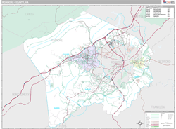 Roanoke County, VA Wall Map