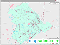 Lynchburg City County, VA Wall Map