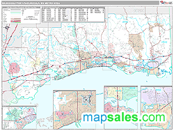 Biloxi-Gulfport-Pascagoula Metro Area Wall Map