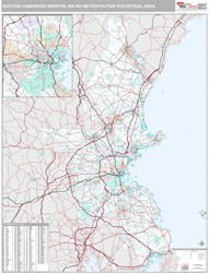 Boston-Cambridge-Newton Metro Area Wall Map