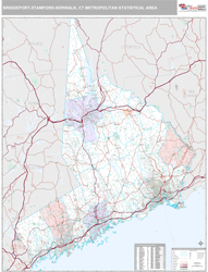 Bridgeport-Stamford-Norwalk Metro Area Wall Map