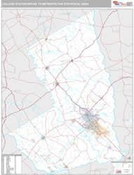 College Station-Bryan Metro Area Wall Map