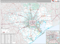 Houston-The Woodlands-Sugar Land Metro Area Wall Map