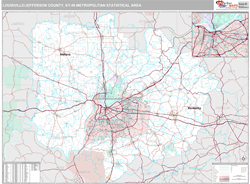 Louisville-Jefferson County Metro Area Zip Code Wall Map