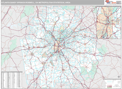 Atlanta-Sandy Springs-Roswell Metro Area Wall Map