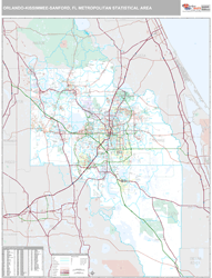 Orlando-Kissimmee-Sanford Metro Area Wall Map