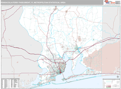 Pensacola-Ferry Pass-Brent Metro Area Wall Map