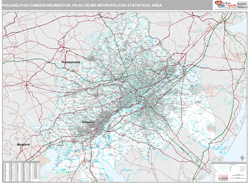 Philadelphia-Camden-Wilmington Metro Area Wall Map