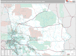 Riverside-San Bernardino-Ontario Metro Area Wall Map