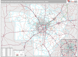 San Antonio-New Braunfels Metro Area Wall Map