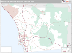 San Diego-Carlsbad Metro Area Wall Map