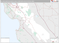 San Jose-Sunnyvale-Santa Clara Metro Area Wall Map