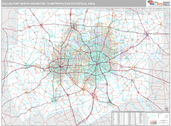 Dallas-Fort Worth-Arlington Metro Area Wall Map