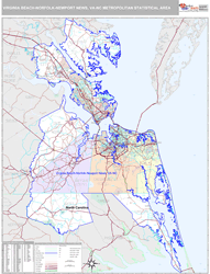 Virginia Beach-Norfolk-Newport News Metro Area Wall Map