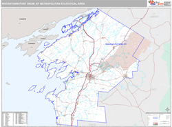 Watertown-Fort Drum Metro Area Wall Map