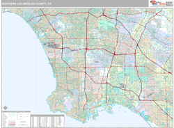 Southern Los Angeles County Metro Area Wall Map