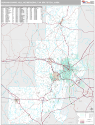 Durham-Chapel Hill Metro Area Wall Map