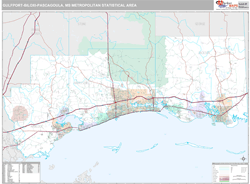 Gulfport-Biloxi-Pascagoula Metro Area Wall Map