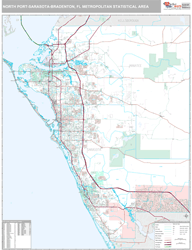 North Port-Sarasota-Bradenton Metro Area Wall Map