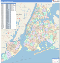 New York 5 Boroughs Wall Map