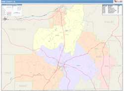 Bibb County, AL Wall Map