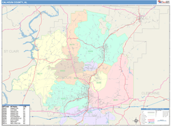 Calhoun County, AL Wall Map