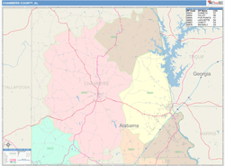 Chambers County, AL Wall Map