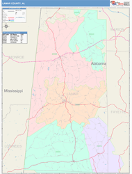 Lamar County, AL Wall Map