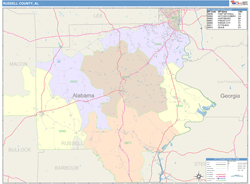 Russell County, AL Wall Map