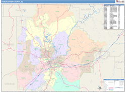 Tuscaloosa County, AL Wall Map