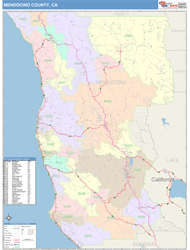 Mendocino County, CA Wall Map