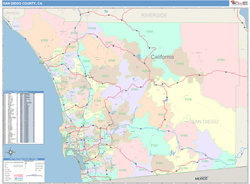 San Diego County, CA Wall Map