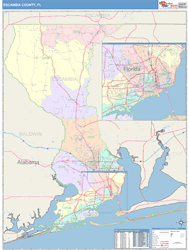 Escambia County, FL Wall Map