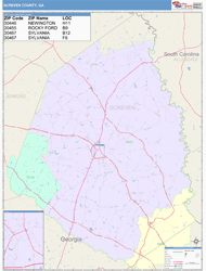 Screven County, GA Wall Map