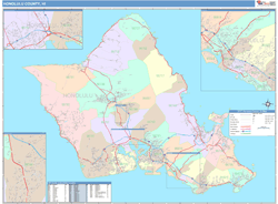 Honolulu County, HI Wall Map