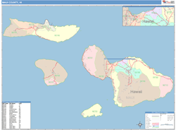 Maui County, HI Wall Map