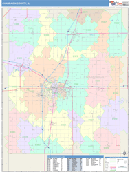 Champaign County, IL Wall Map