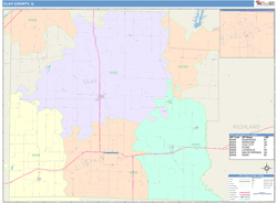 Clay County, IL Wall Map