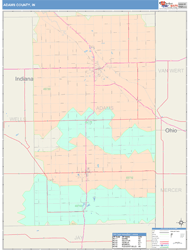 Adams County, IN Wall Map