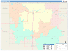 Cloud County, KS Wall Map