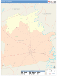 Mercer County, KY Wall Map