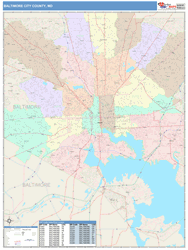 Baltimore City County, MD Wall Map