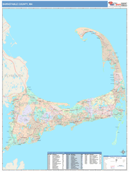 Barnstable County, MA Wall Map