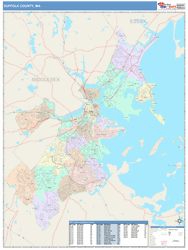 Suffolk County, MA Wall Map