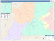 Attala County, MS Wall Map